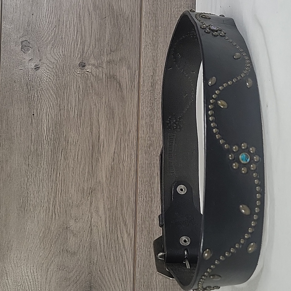 True Religion Studded Black Leather Belt Size 28